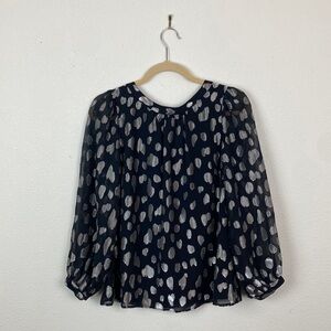 NWT Talbots | Petite Clip Dot Tie Back Metallic Blouse SP